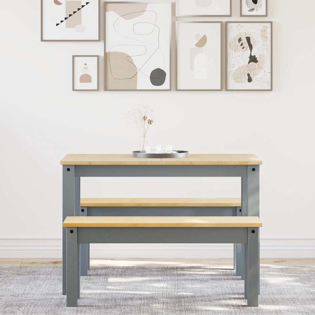 3-delige Eetset Panama massief grenenhout grijs is nu te koop bij PeponiXL, paradijselijk wonen!