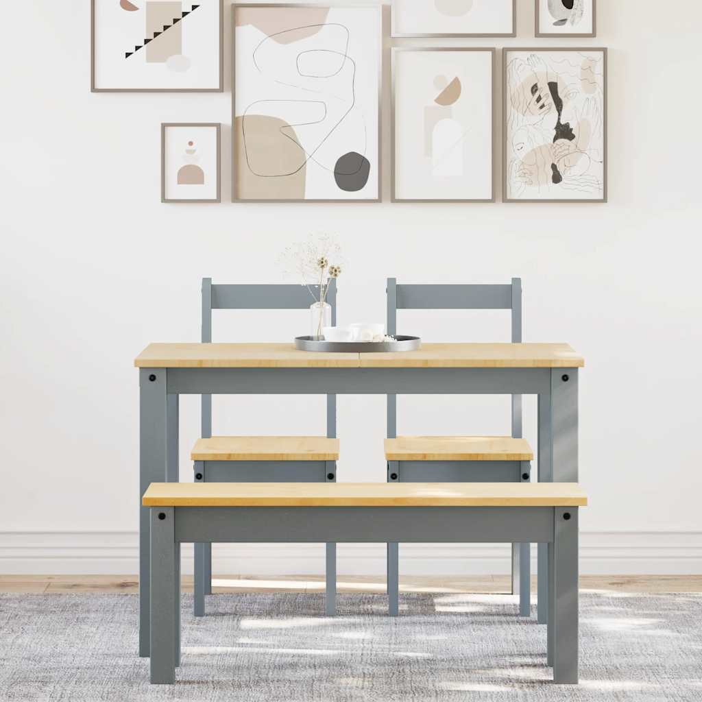 4-delige Eetset Panama massief grenenhout grijs is nu te koop bij PeponiXL, paradijselijk wonen!