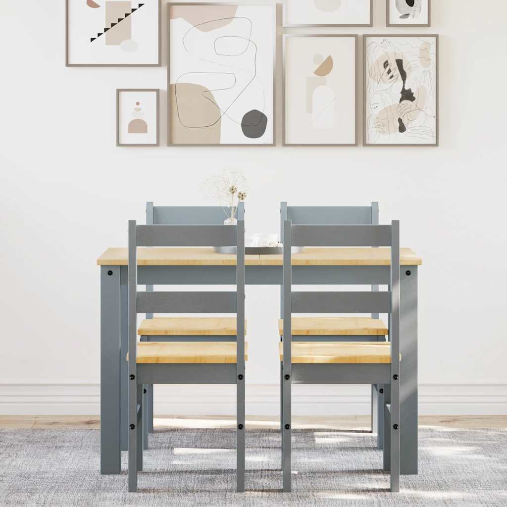 5-delige Eetset Panama massief grenenhout grijs is nu te koop bij PeponiXL, paradijselijk wonen!