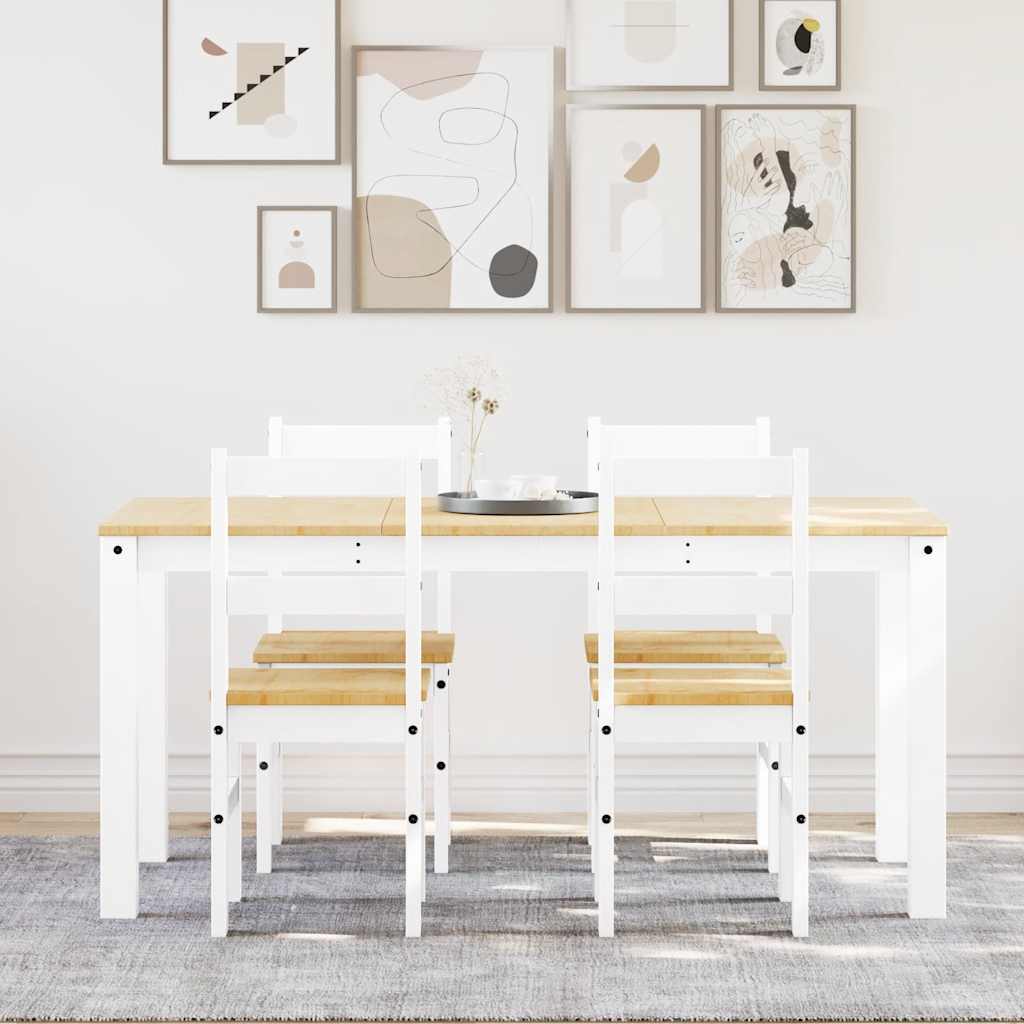 5-delige Eethoek Panama massief grenenhout wit is nu te koop bij PeponiXL, paradijselijk wonen!