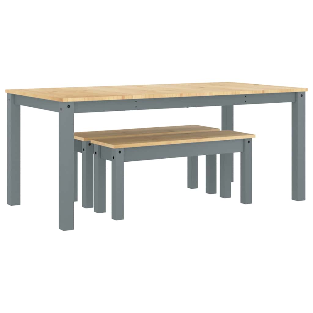 3-delige Eetset Panama massief grenenhout grijs is nu te koop bij PeponiXL, paradijselijk wonen!