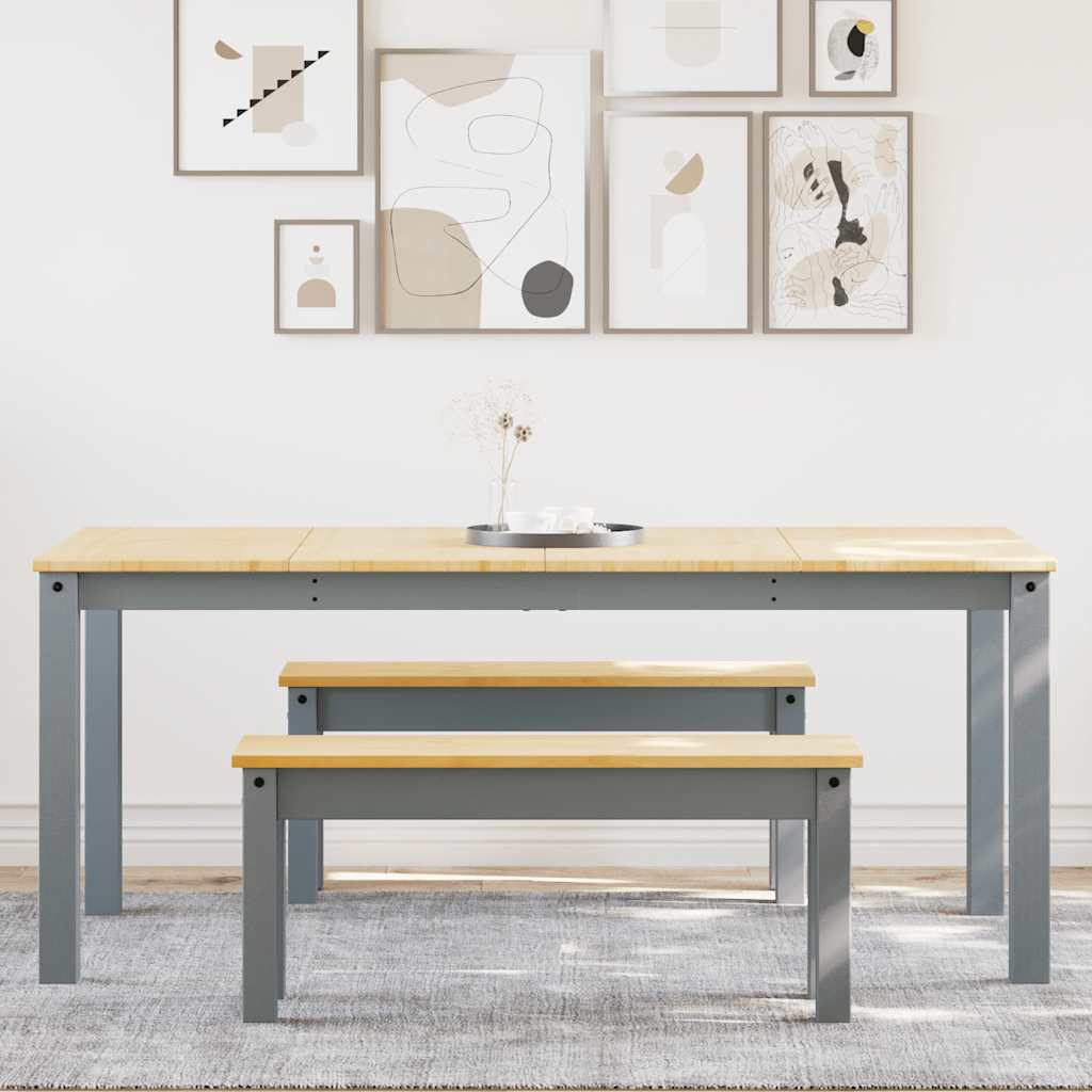 3-delige Eetset Panama massief grenenhout grijs is nu te koop bij PeponiXL, paradijselijk wonen!