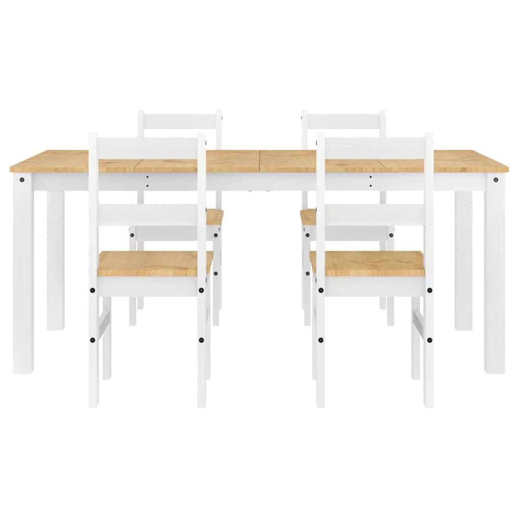 5-delige Eethoek Panama massief grenenhout wit is nu te koop bij PeponiXL, paradijselijk wonen!