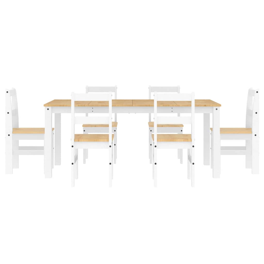 7-delige Eethoek Panama massief grenenhout wit is nu te koop bij PeponiXL, paradijselijk wonen!