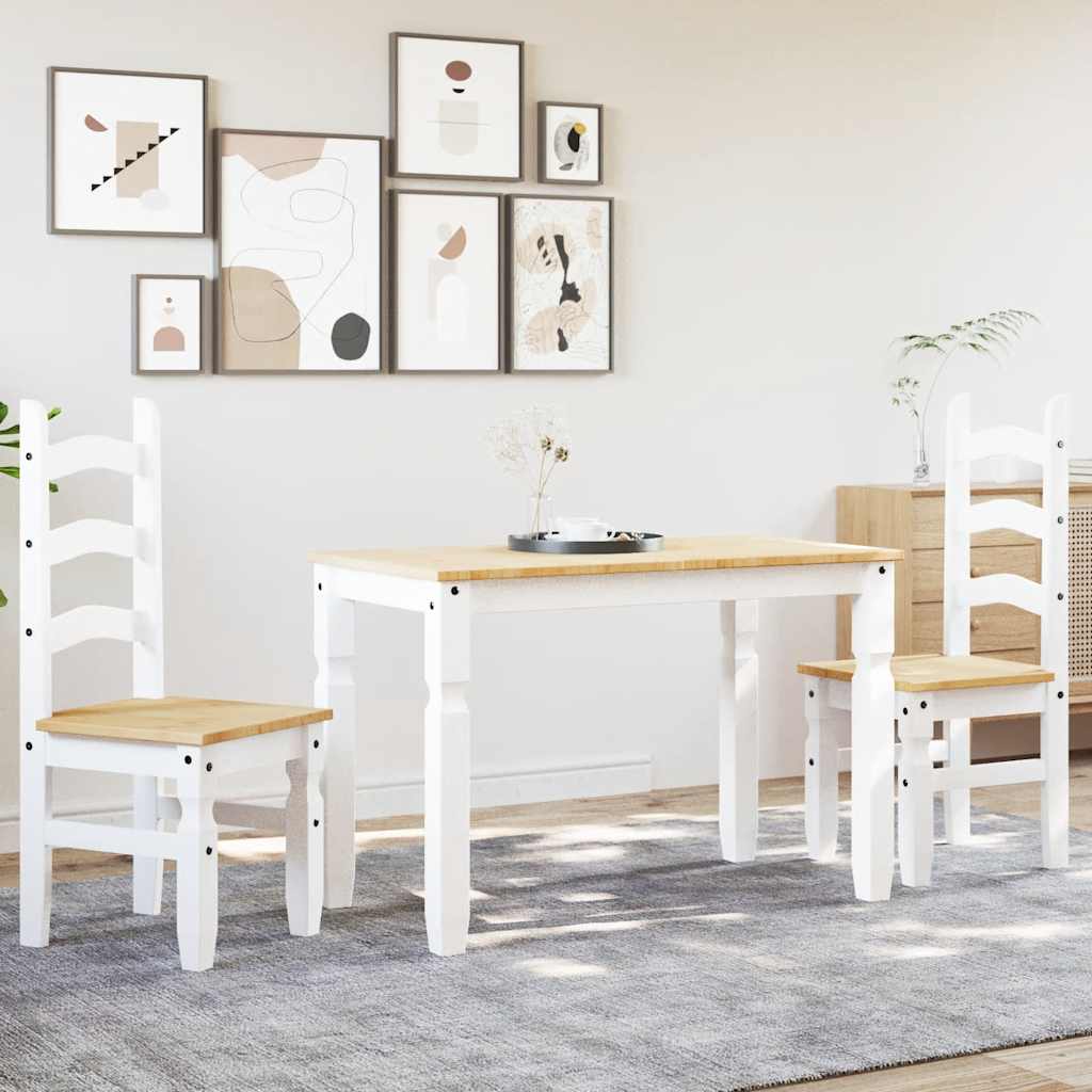 3-delige Eethoek Panama massief grenenhout wit is nu te koop bij PeponiXL, paradijselijk wonen!