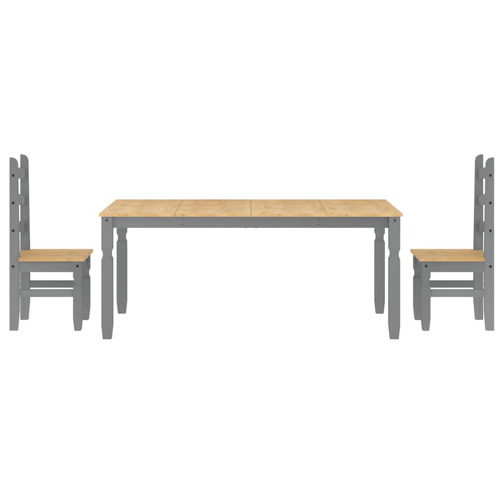 3-delige Eetset Panama massief grenenhout grijs is nu te koop bij PeponiXL, paradijselijk wonen!