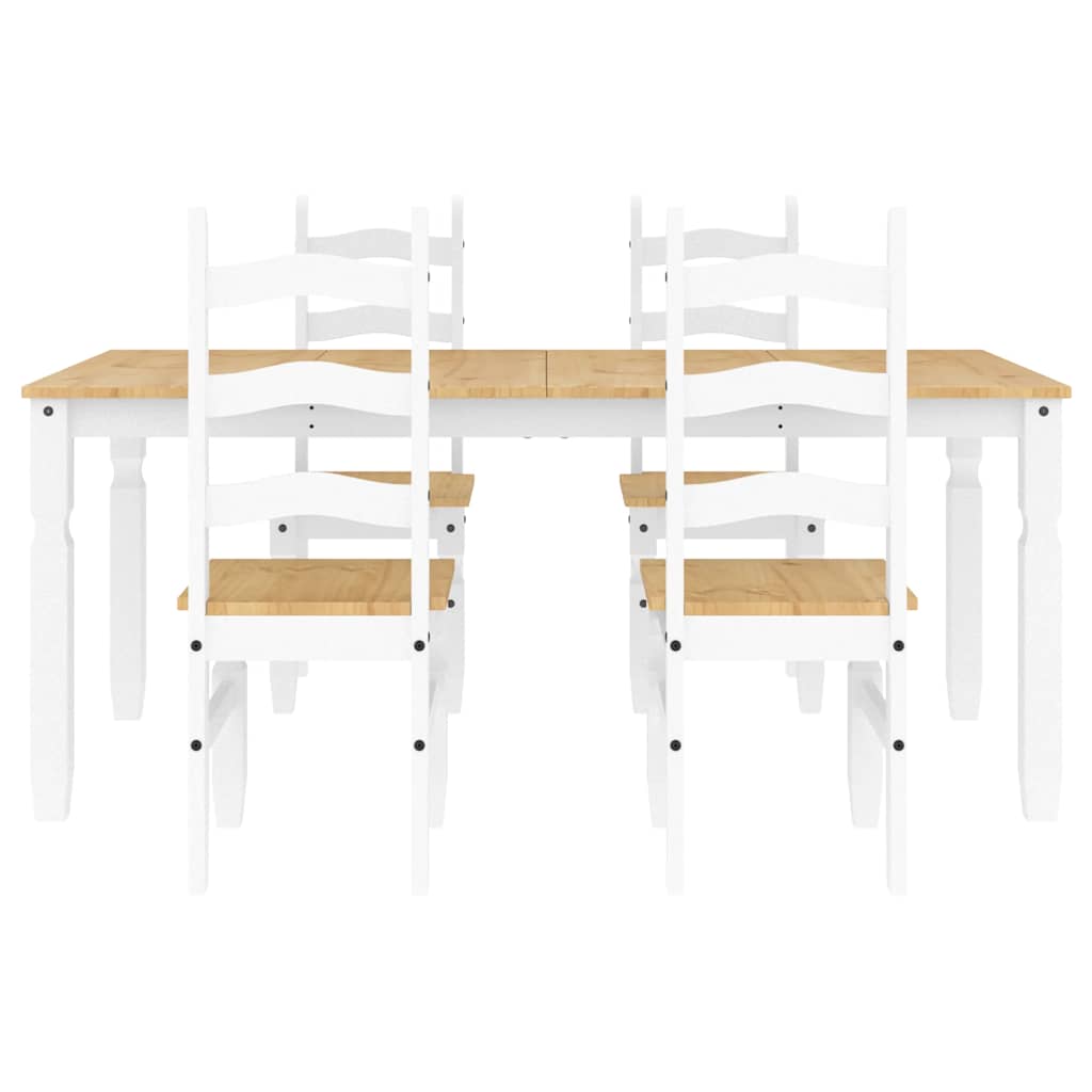 5-delige Eethoek Panama massief grenenhout wit is nu te koop bij PeponiXL, paradijselijk wonen!
