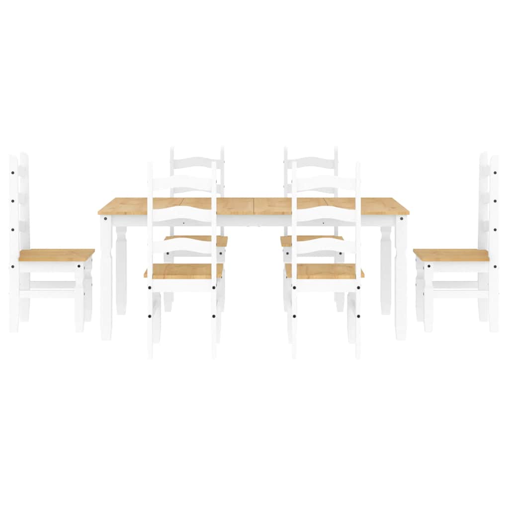 7-delige Eethoek Panama massief grenenhout wit is nu te koop bij PeponiXL, paradijselijk wonen!
