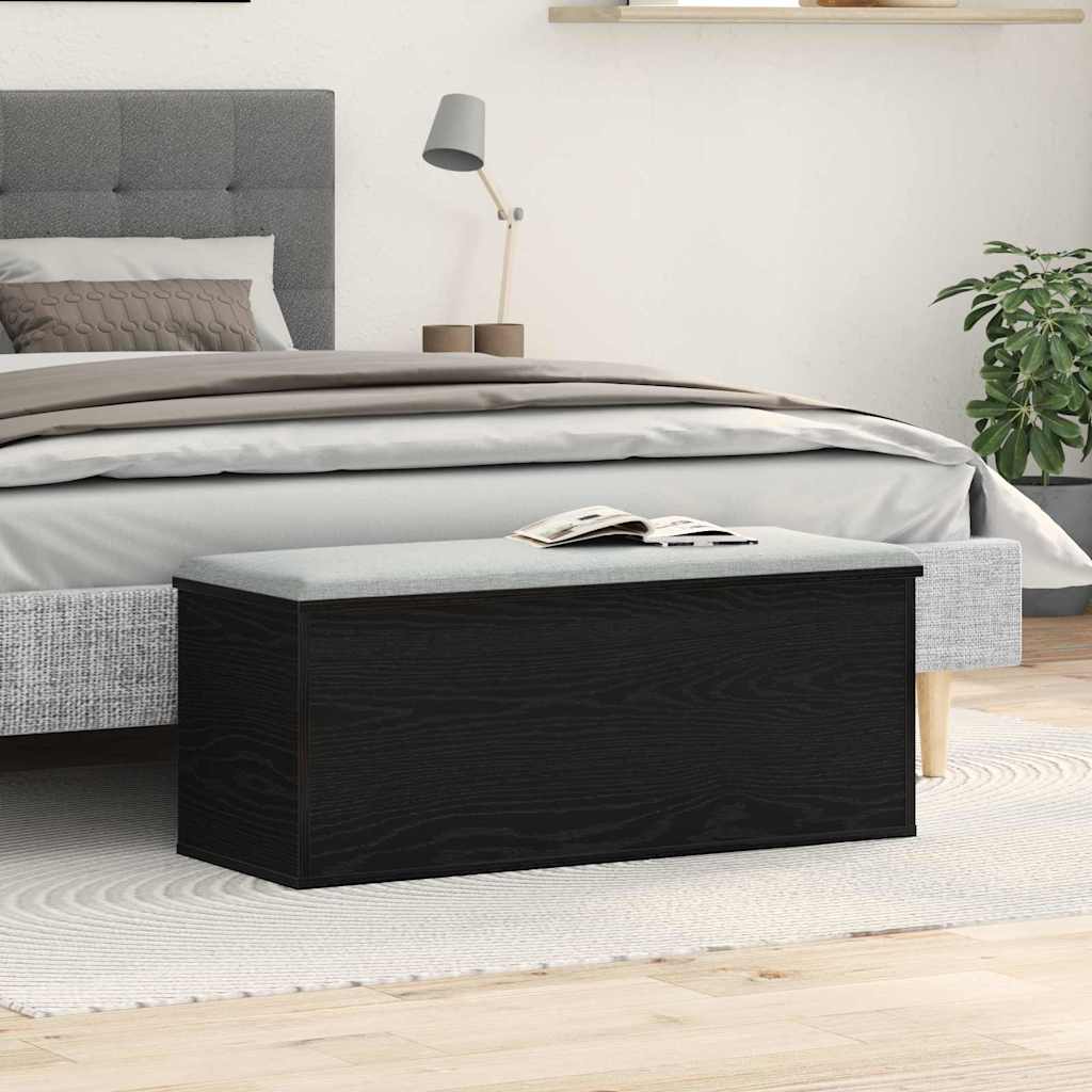 Opslagdoos met opslag Zwart Eiken 90 x 35 x 35 cm Bewerkt hout is nu te koop bij PeponiXL, paradijselijk wonen!
