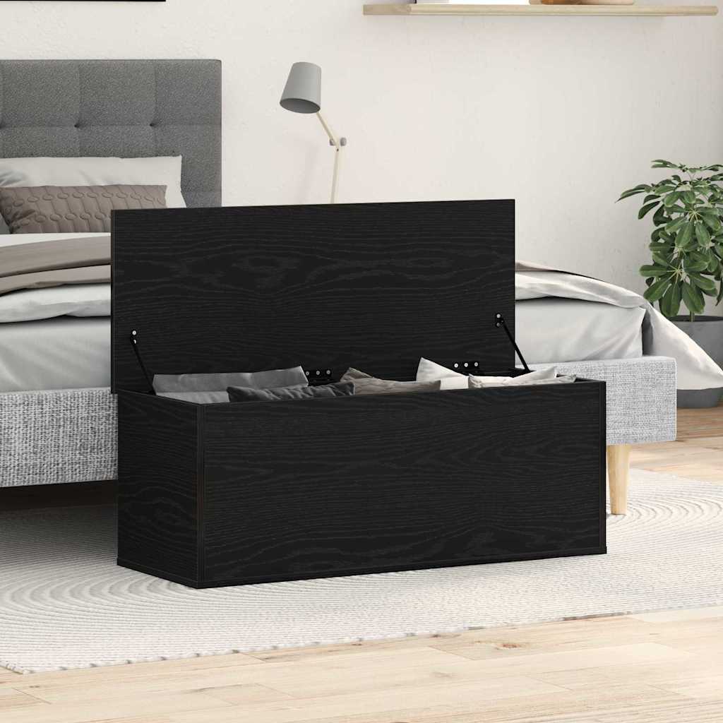 Opslagdoos met opslag Zwart Eiken 90 x 35 x 35 cm Bewerkt hout is nu te koop bij PeponiXL, paradijselijk wonen!