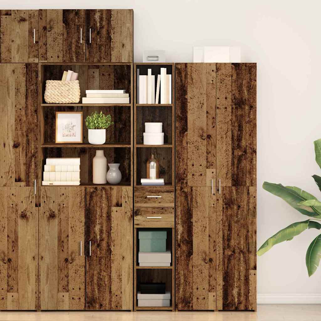 Boekenkast met lade Oudhout 30 x 42.4 x 185.2 cm is nu te koop bij PeponiXL, paradijselijk wonen!