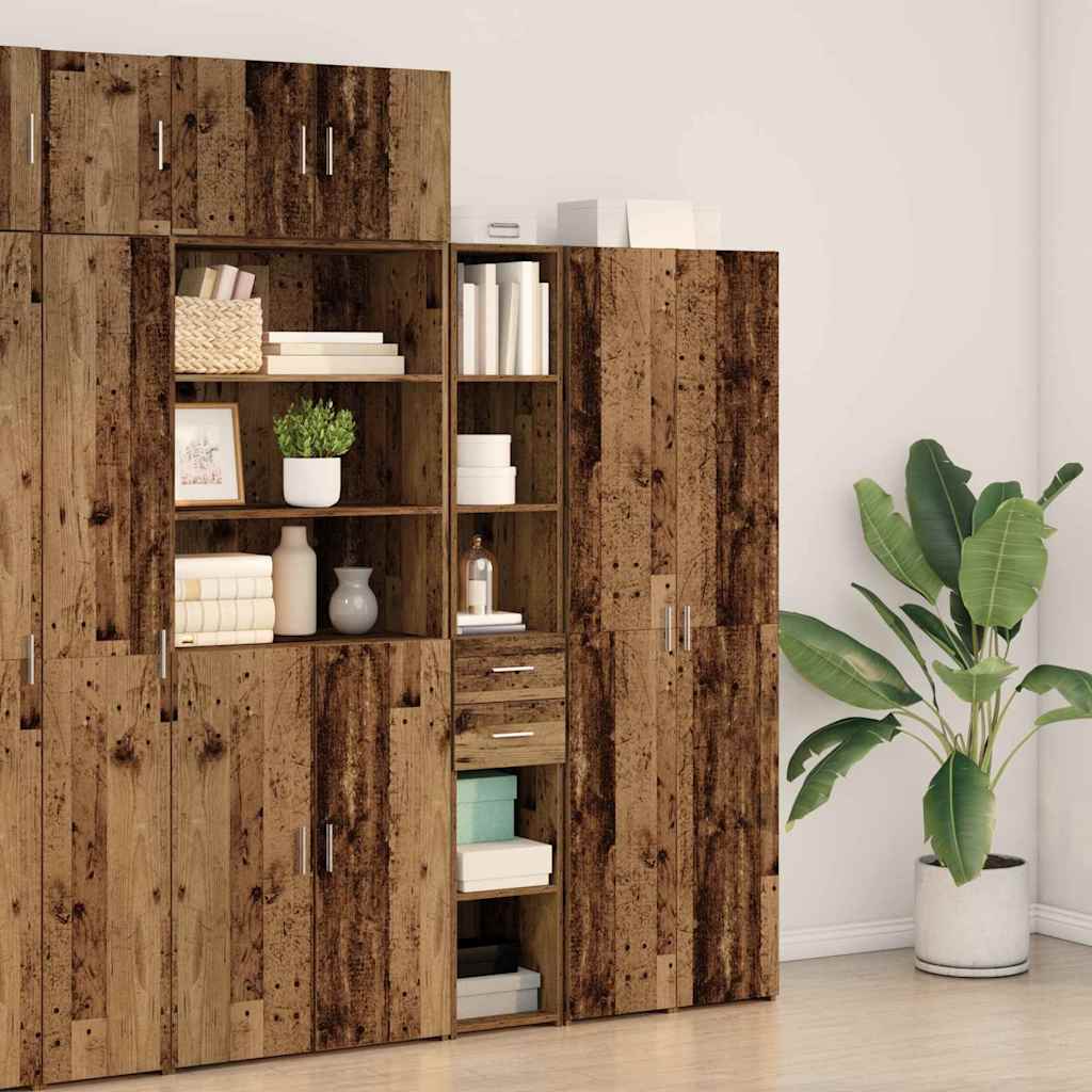 Boekenkast met lade Oudhout 30 x 42.4 x 185.2 cm is nu te koop bij PeponiXL, paradijselijk wonen!