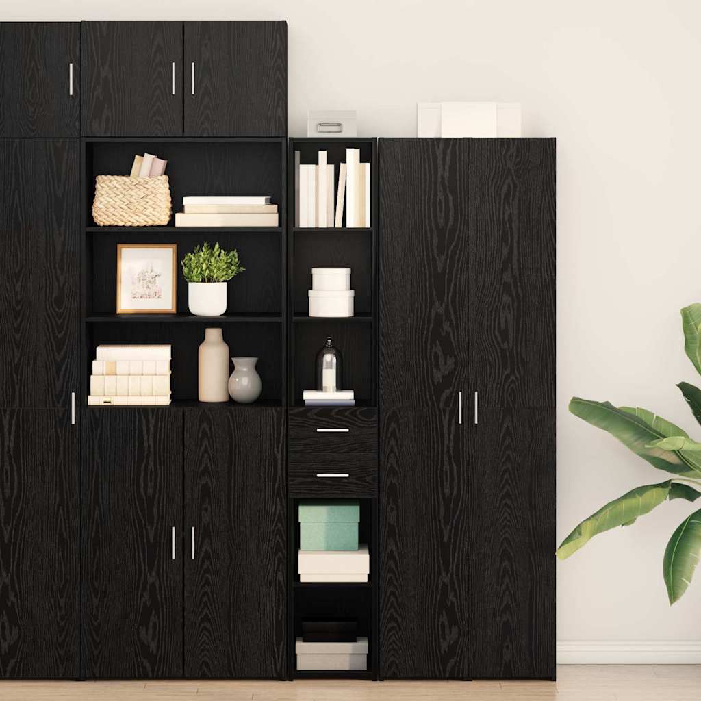 Boekenkast met lade Zwart Eiken 30 x 42.4 x 185.2 cm is nu te koop bij PeponiXL, paradijselijk wonen!