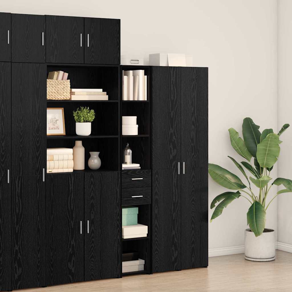 Boekenkast met lade Zwart Eiken 30 x 42.4 x 185.2 cm is nu te koop bij PeponiXL, paradijselijk wonen!