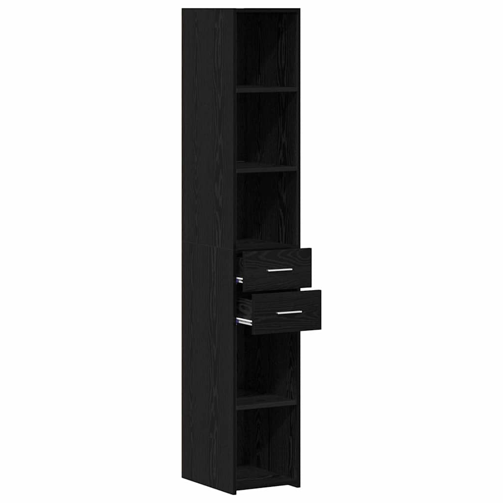 Boekenkast met lade Zwart Eiken 30 x 42.4 x 185.2 cm is nu te koop bij PeponiXL, paradijselijk wonen!