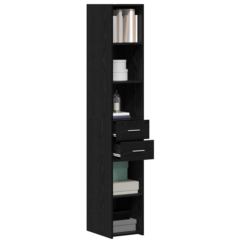 Boekenkast met lade Zwart Eiken 30 x 42.4 x 185.2 cm is nu te koop bij PeponiXL, paradijselijk wonen!