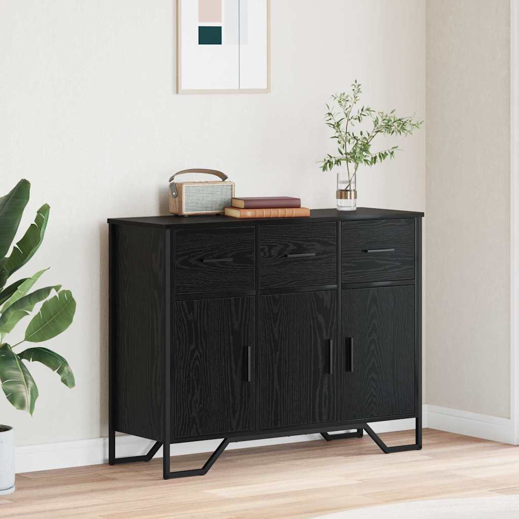 Dressoir met lade Zwart Eiken 97 x 32,5 x 74,5 cm is nu te koop bij PeponiXL, paradijselijk wonen!