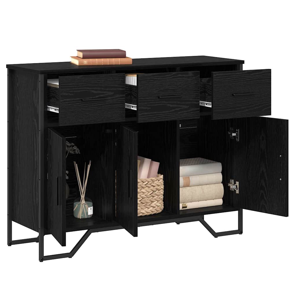 Dressoir met lade Zwart Eiken 97 x 32,5 x 74,5 cm is nu te koop bij PeponiXL, paradijselijk wonen!
