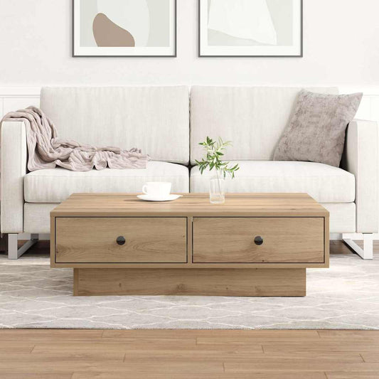 Salontafel Artisan Eiken 90 x 90 x 28 cm Bewerkt hout is nu te koop bij PeponiXL, paradijselijk wonen!