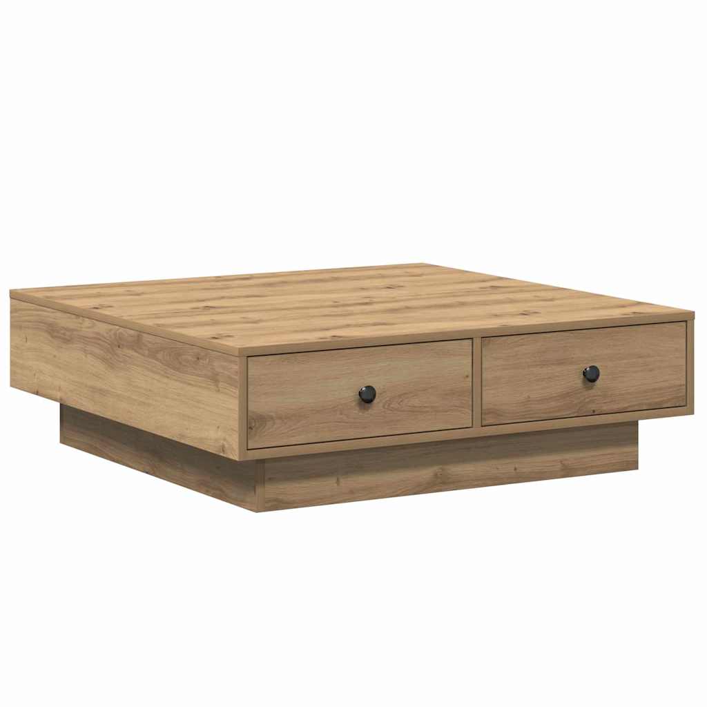 Salontafel Artisan Eiken 90 x 90 x 28 cm Bewerkt hout is nu te koop bij PeponiXL, paradijselijk wonen!