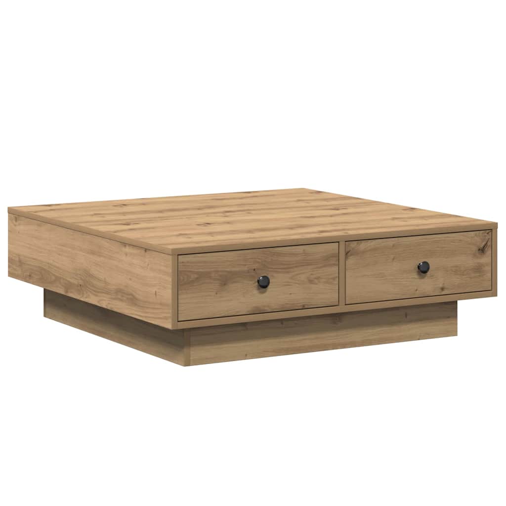 Salontafel Artisan Eiken 90 x 90 x 28 cm Bewerkt hout is nu te koop bij PeponiXL, paradijselijk wonen!