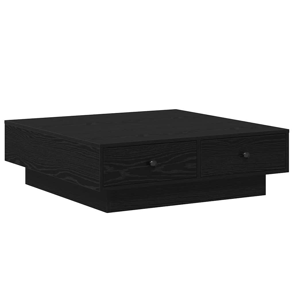 Salontafel Zwart Eiken 90 x 90 x 28 cm Bewerkt hout is nu te koop bij PeponiXL, paradijselijk wonen!