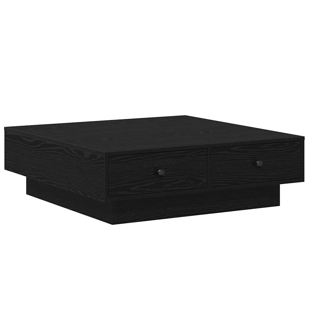 Salontafel Zwart Eiken 90 x 90 x 28 cm Bewerkt hout is nu te koop bij PeponiXL, paradijselijk wonen!