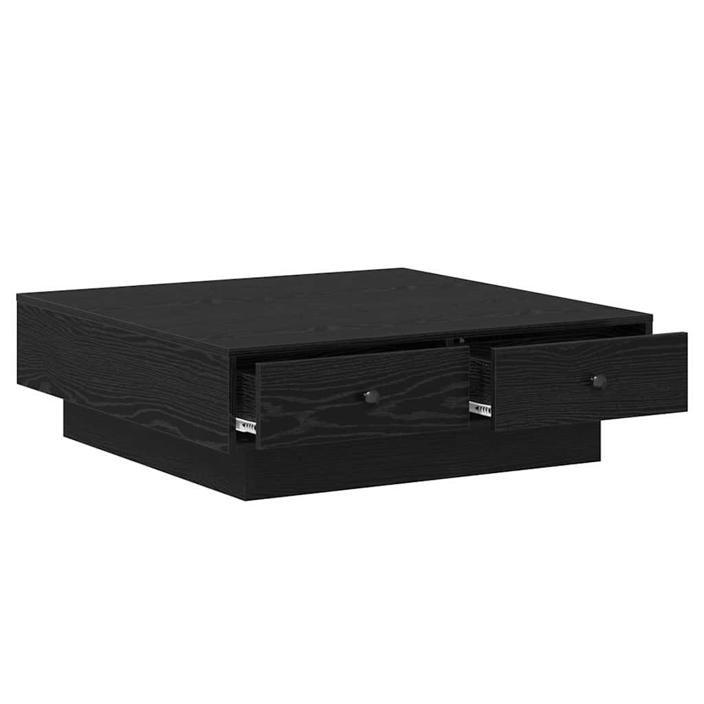 Salontafel Zwart Eiken 90 x 90 x 28 cm Bewerkt hout is nu te koop bij PeponiXL, paradijselijk wonen!