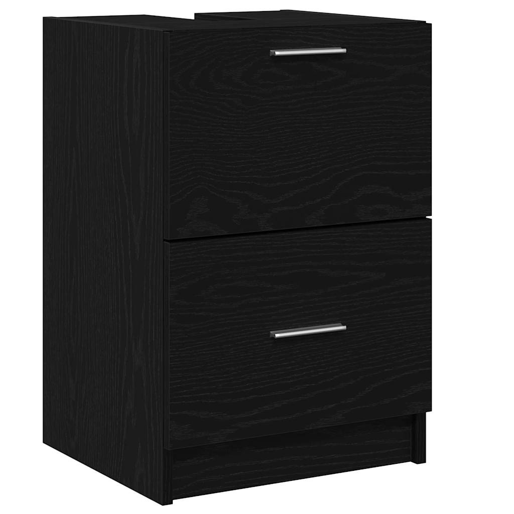 Badkamer Kast met lade Zwart Eiken 40 x 37 x 59 cm Bewerkt hout is nu te koop bij PeponiXL, paradijselijk wonen!