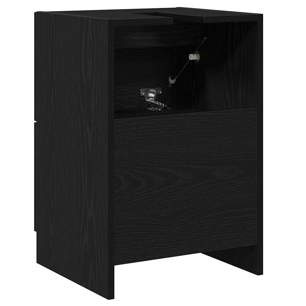 Badkamer Kast met lade Zwart Eiken 40 x 37 x 59 cm Bewerkt hout is nu te koop bij PeponiXL, paradijselijk wonen!