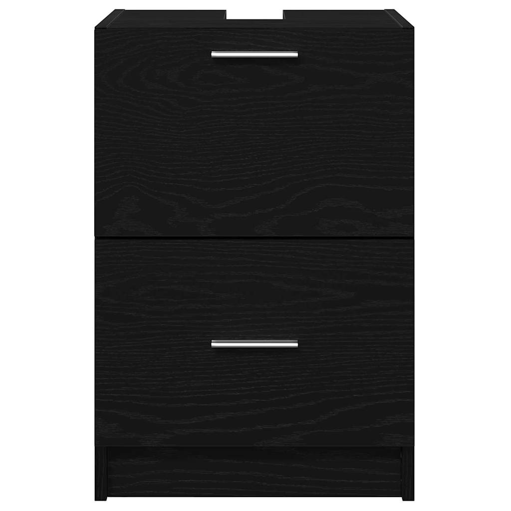 Badkamer Kast met lade Zwart Eiken 40 x 37 x 59 cm Bewerkt hout is nu te koop bij PeponiXL, paradijselijk wonen!