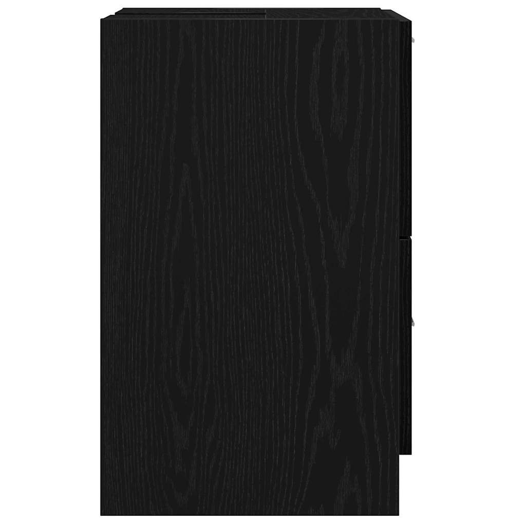 Badkamer Kast met lade Zwart Eiken 40 x 37 x 59 cm Bewerkt hout is nu te koop bij PeponiXL, paradijselijk wonen!