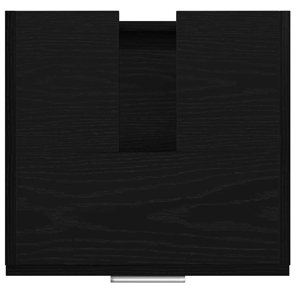 Badkamer Kast met lade Zwart Eiken 40 x 37 x 59 cm Bewerkt hout is nu te koop bij PeponiXL, paradijselijk wonen!