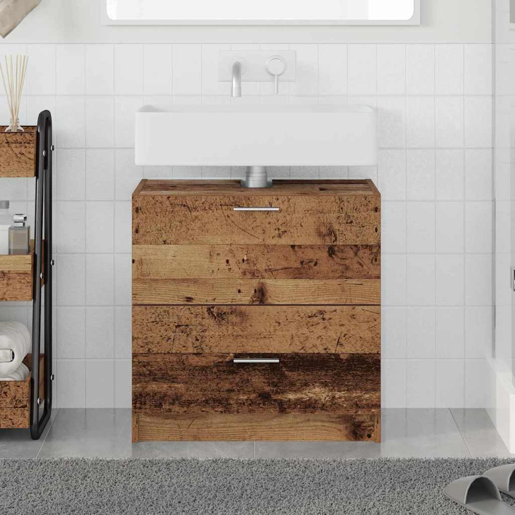 Badkamer Kast met lade Oud Hout 59 x 37 x 59 cm Bewerkt hout is nu te koop bij PeponiXL, paradijselijk wonen!