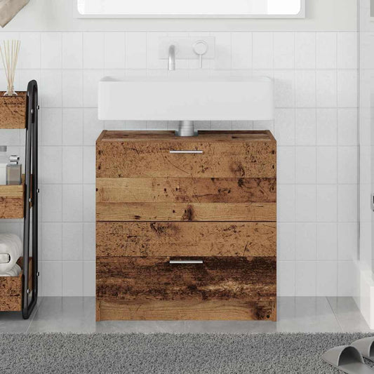 Badkamer Kast met lade Oud Hout 59 x 37 x 59 cm Bewerkt hout is nu te koop bij PeponiXL, paradijselijk wonen!