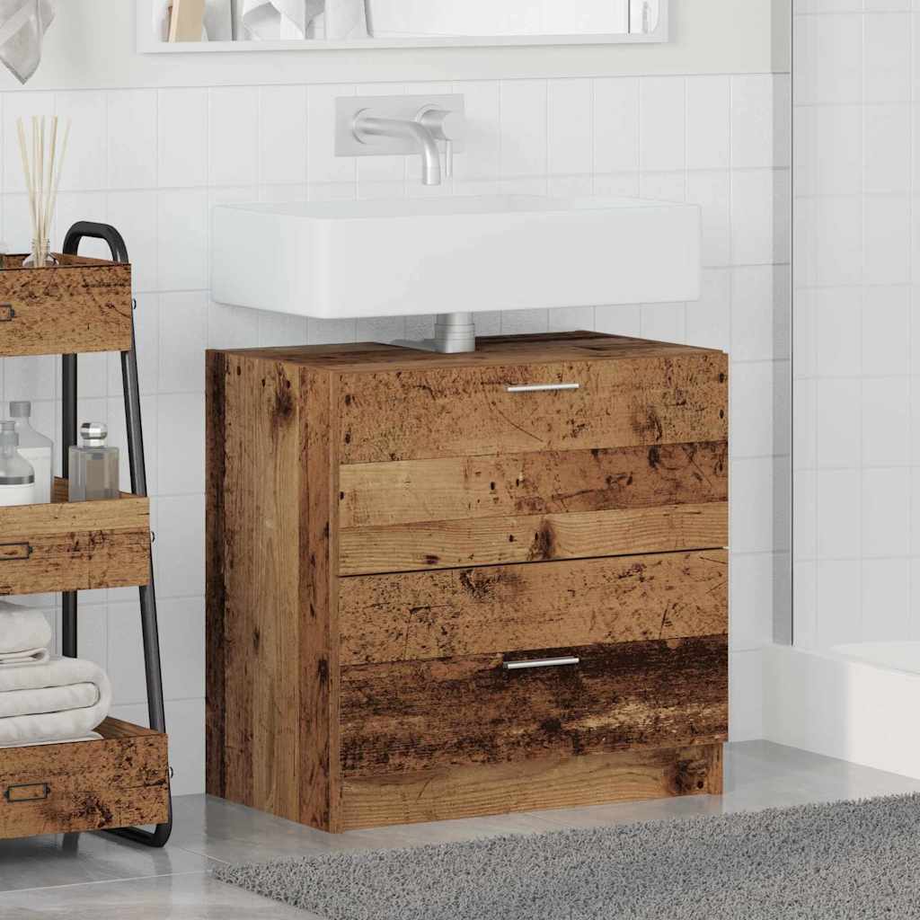 Badkamer Kast met lade Oud Hout 59 x 37 x 59 cm Bewerkt hout is nu te koop bij PeponiXL, paradijselijk wonen!