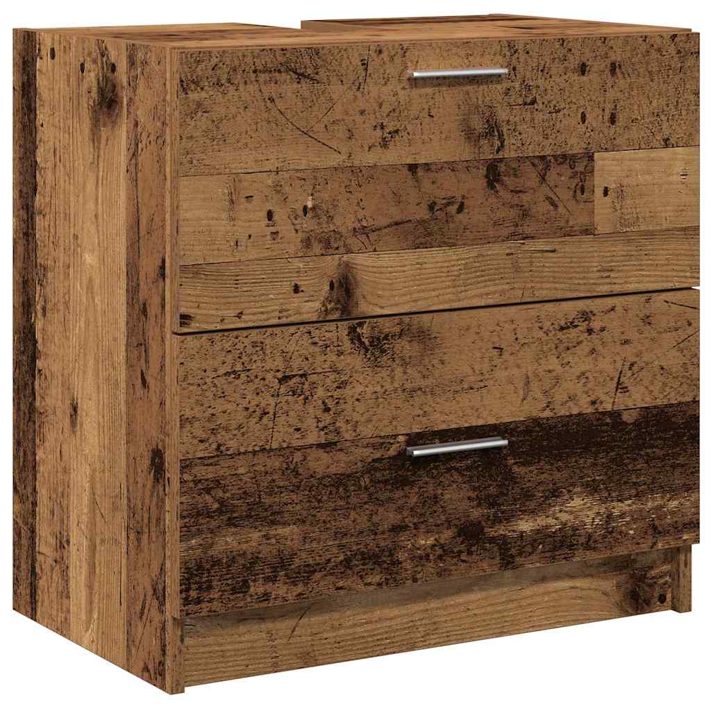 Badkamer Kast met lade Oud Hout 59 x 37 x 59 cm Bewerkt hout is nu te koop bij PeponiXL, paradijselijk wonen!