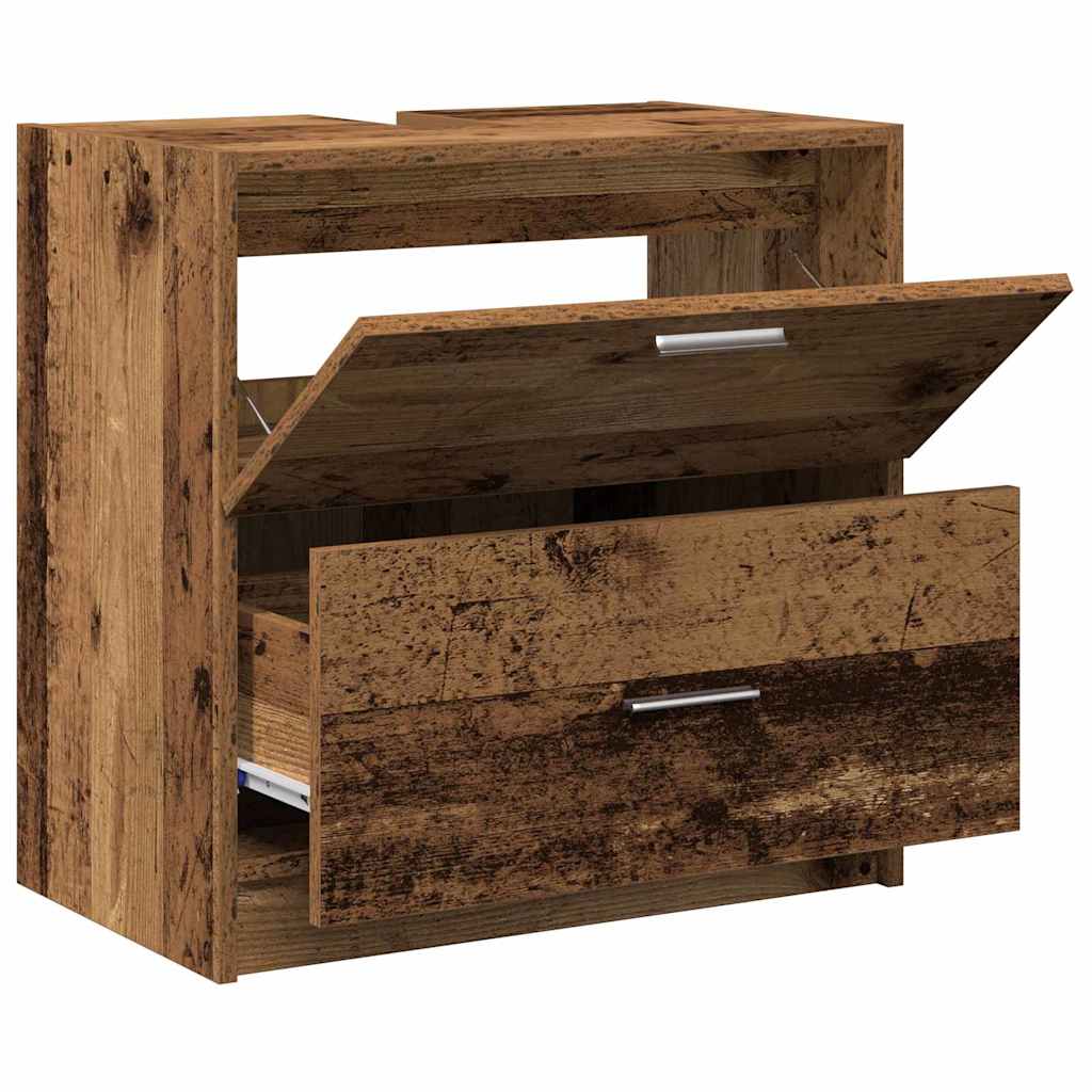 Badkamer Kast met lade Oud Hout 59 x 37 x 59 cm Bewerkt hout is nu te koop bij PeponiXL, paradijselijk wonen!