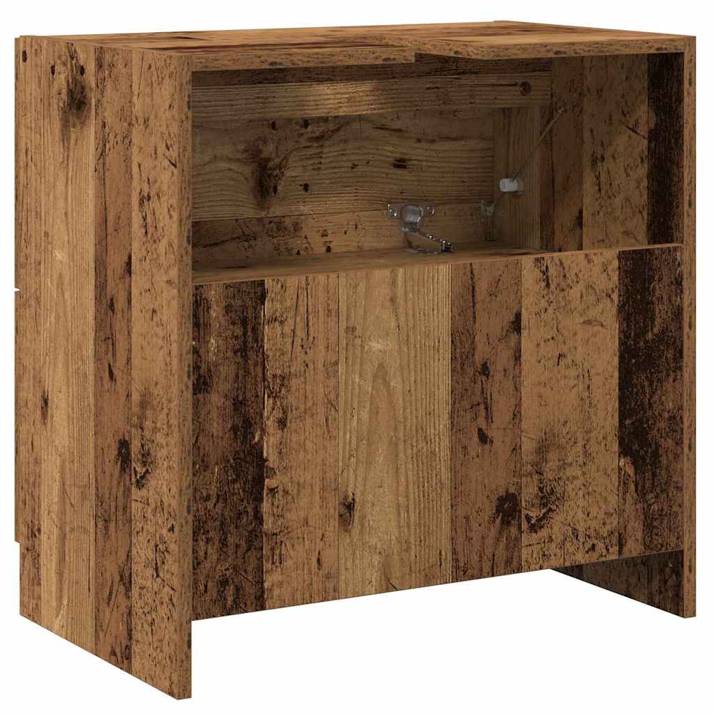 Badkamer Kast met lade Oud Hout 59 x 37 x 59 cm Bewerkt hout is nu te koop bij PeponiXL, paradijselijk wonen!