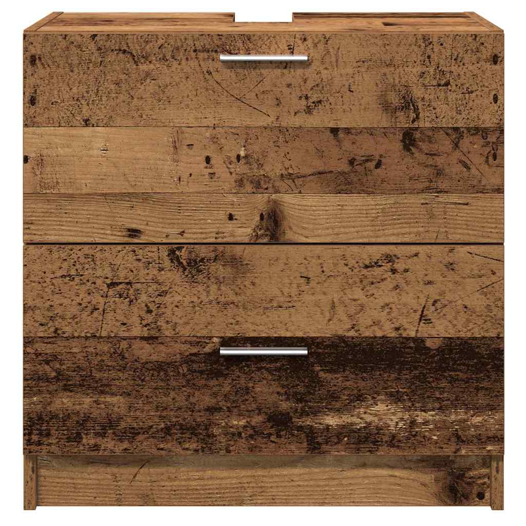 Badkamer Kast met lade Oud Hout 59 x 37 x 59 cm Bewerkt hout is nu te koop bij PeponiXL, paradijselijk wonen!