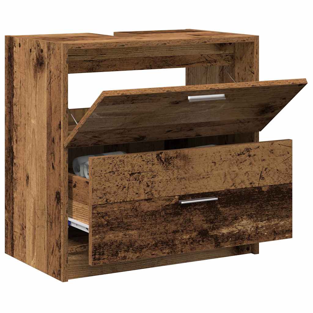 Badkamer Kast met lade Oud Hout 59 x 37 x 59 cm Bewerkt hout is nu te koop bij PeponiXL, paradijselijk wonen!