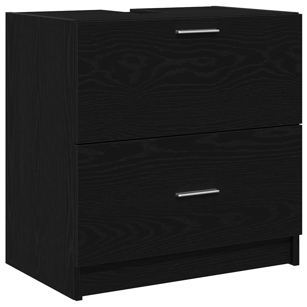 Badkamer Kast met lade Zwart Eiken 59 x 37 x 59 cm Bewerkt hout is nu te koop bij PeponiXL, paradijselijk wonen!