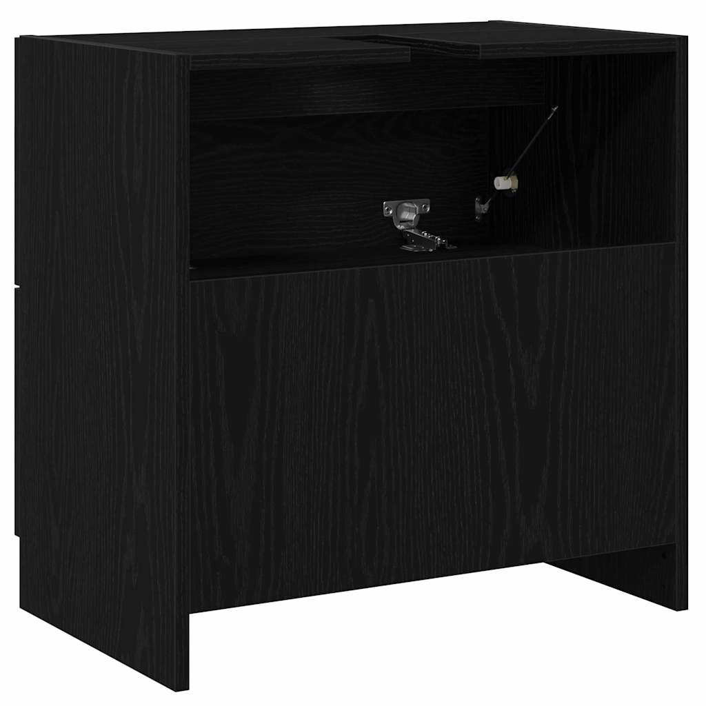 Badkamer Kast met lade Zwart Eiken 59 x 37 x 59 cm Bewerkt hout is nu te koop bij PeponiXL, paradijselijk wonen!