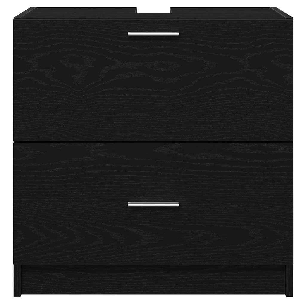 Badkamer Kast met lade Zwart Eiken 59 x 37 x 59 cm Bewerkt hout is nu te koop bij PeponiXL, paradijselijk wonen!