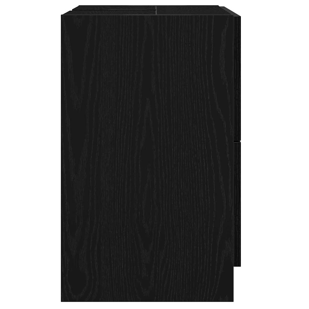 Badkamer Kast met lade Zwart Eiken 59 x 37 x 59 cm Bewerkt hout is nu te koop bij PeponiXL, paradijselijk wonen!