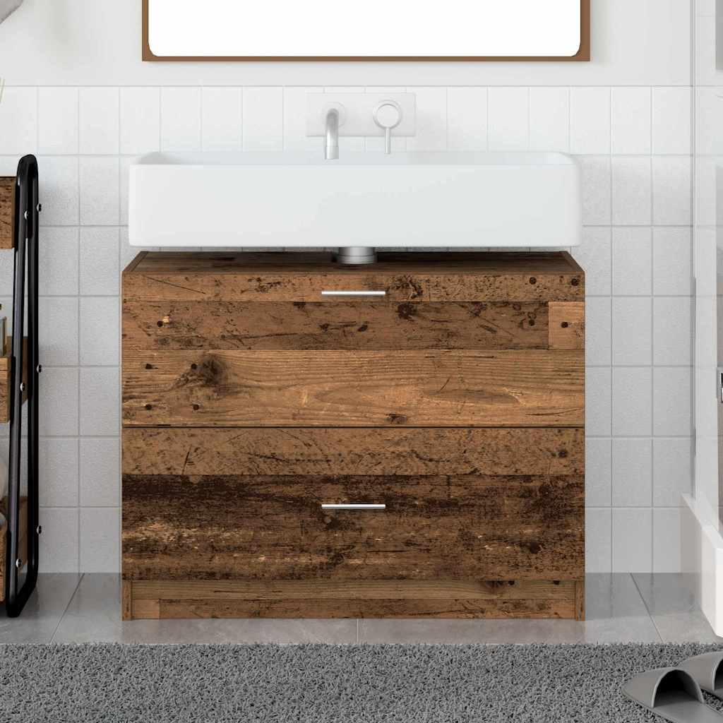 Badkamer Kast met lade Oud Hout 78 x 37 x 59 cm Bewerkt hout is nu te koop bij PeponiXL, paradijselijk wonen!