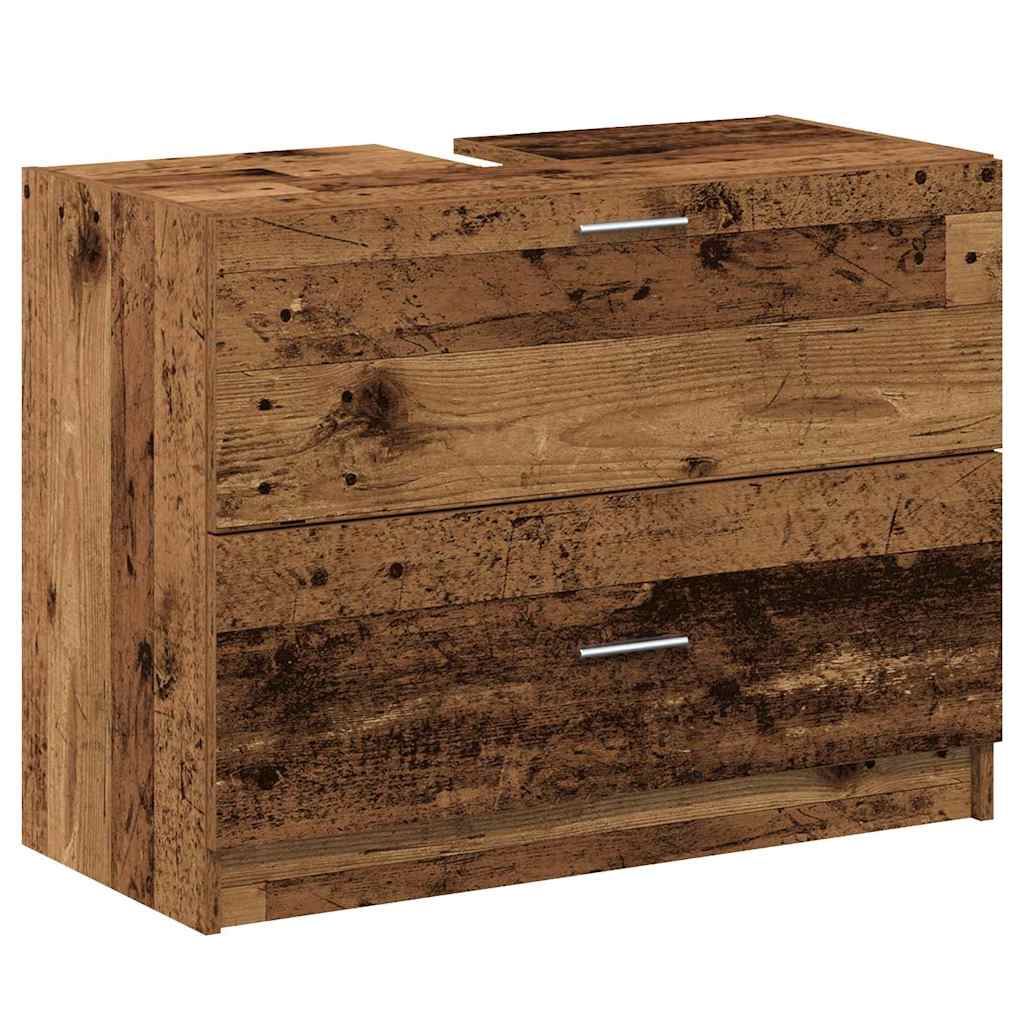 Badkamer Kast met lade Oud Hout 78 x 37 x 59 cm Bewerkt hout is nu te koop bij PeponiXL, paradijselijk wonen!