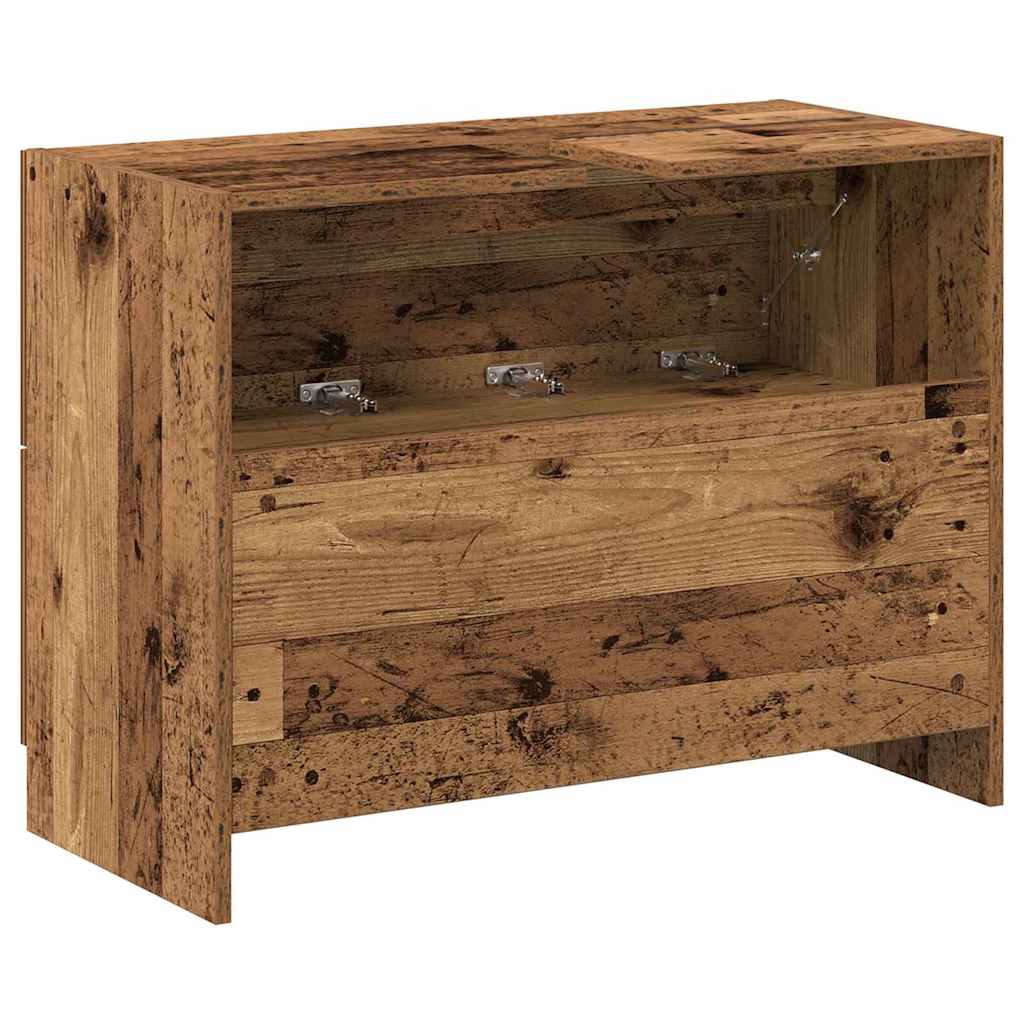 Badkamer Kast met lade Oud Hout 78 x 37 x 59 cm Bewerkt hout is nu te koop bij PeponiXL, paradijselijk wonen!