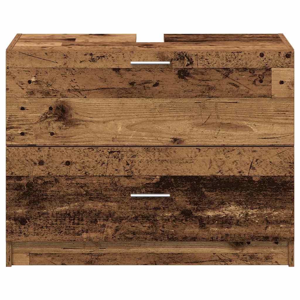 Badkamer Kast met lade Oud Hout 78 x 37 x 59 cm Bewerkt hout is nu te koop bij PeponiXL, paradijselijk wonen!