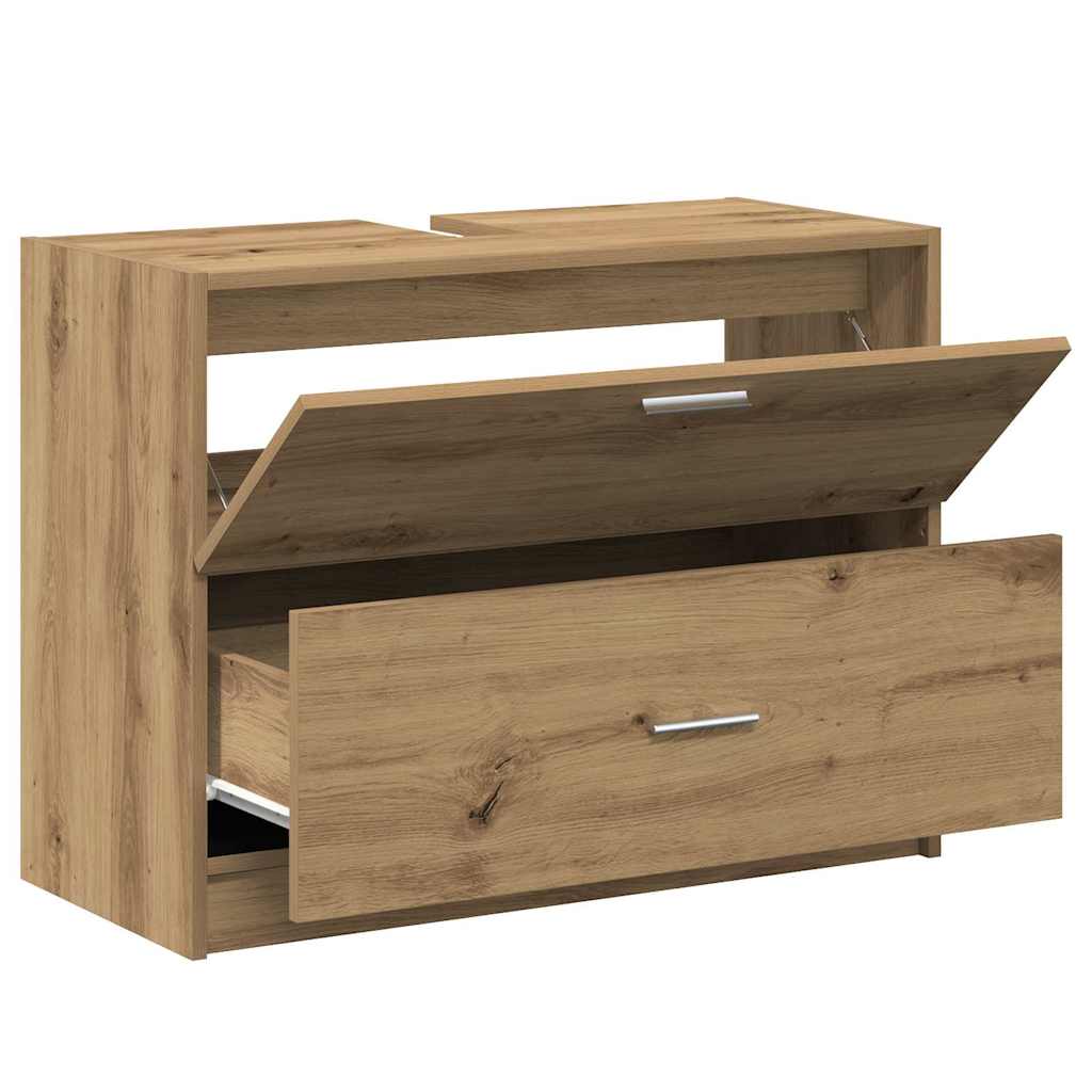 Badkamer Kast Artisan Eiken 78 x 37 x 59 cm Bewerkt hout is nu te koop bij PeponiXL, paradijselijk wonen!